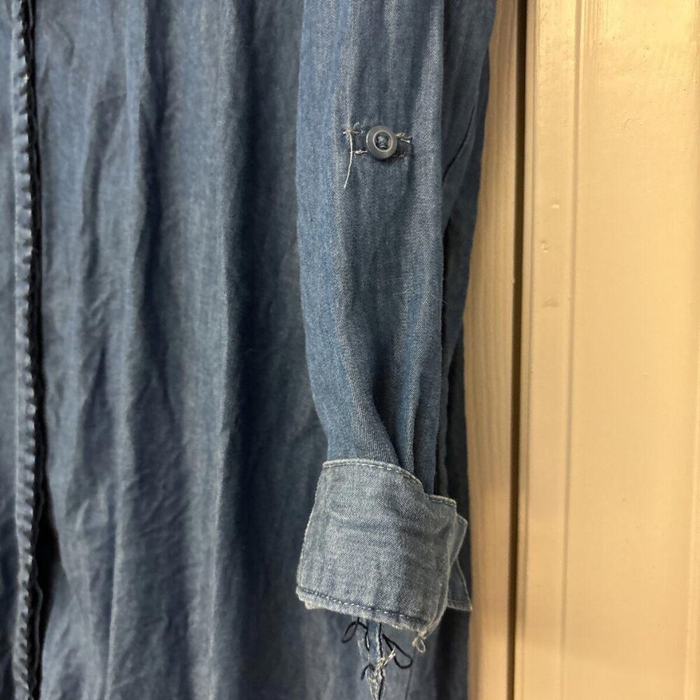 New Directions Dress Womens L Blue 100% Cotton Long Sleeve Button Up Casual - Picture 7 of 9